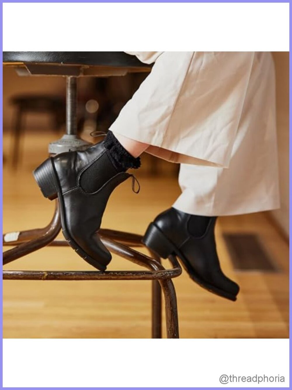 Water-Resistant Leather Heeled Chelsea Boots Cuban Heel Ankle Booties